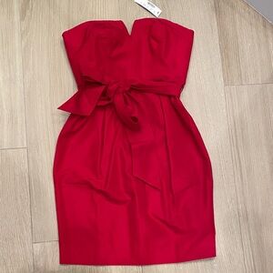 J. Crew Strapless Dress in Vibrant Red